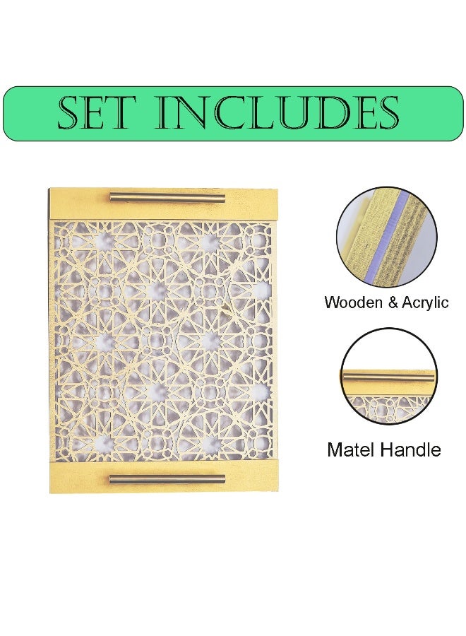 المنزل الذكي هوم سمارت صينية تقديم رمضانية مزخرفة | صينية تقديم لحفلات الإفطار، مثالية لتزيين المنزل، وحامل طعام، وطاولة، وهدايا الحفلات. مناسبة لتجمعات رمضان والعيد. - Image 3